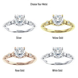 14K Gold IGI Certified Round 1 Carat Lab Grown Diamond Art Deco Split Shank Beaded Ring