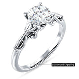 14K Gold IGI Certified Round 2 Carat Lab Grown Diamond Art Deco Beaded Filigree Solitaire Ring