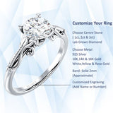 14K Gold IGI Certified Round 3 Carat Lab Grown Diamond Art Deco Beaded Filigree Solitaire Ring