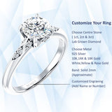 14K Gold IGI Certified Round 2 Carat Lab Grown Diamond Art Deco Cluster Hidden Diamond Ring