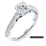 14K Gold IGI Certified Round 2 Carat Lab Grown Diamond Art Deco Cluster Filigree Ring