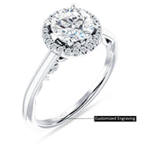 IGI Certified Round 2 Carat Lab Grown Diamond Art Deco Filigree Cluster Halo Ring