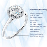 IGI Certified Round 2 Carat Lab Grown Diamond Art Deco Filigree Cluster Halo Ring