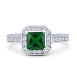 Princess Cut Halo Art Deco Gold Ring