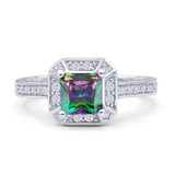 Princess Cut Halo Art Deco Gold Ring