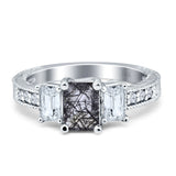 Three Stone Emerald Cut Gold Ring