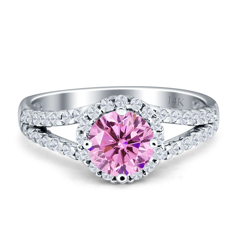 Three Stone Round CZ Gold Ring
