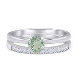Two Piece Round Solitaire Bridal Gold Ring
