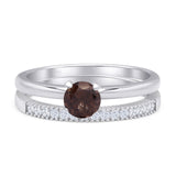 Two Piece Round Solitaire Bridal Gold Ring