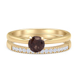 Two Piece Round Solitaire Bridal Gold Ring