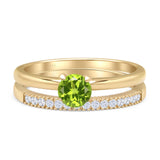 Two Piece Round Solitaire Eternity Gold Ring