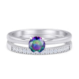Two Piece Round Solitaire Eternity Gold Ring