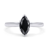 Marquise Black CZ Solitaire Gold Ring