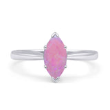 Marquise Lab Created Pink Opal Solitaire Gold Ring