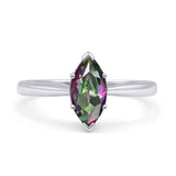 Marquise Rainbow CZ Solitaire Gold Ring