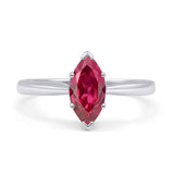 Marquise Ruby CZ Solitaire Gold Ring