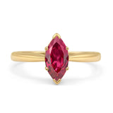 Marquise Ruby CZ Solitaire Gold Ring