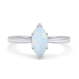 Marquise Lab Created White Opal Solitaire Gold Ring