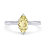 Marquise Yellow CZ Solitaire Gold Ring