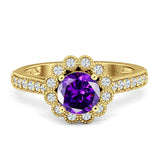 Round Flower Vintage Style Gold Ring