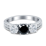 Three Stone Round CZ Gold Ring
