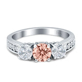 Three Stone Round CZ Gold Ring
