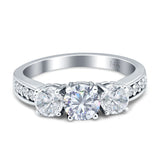 Three Stone Round Gold Ring