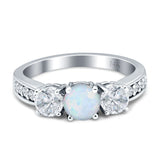 Three Stone Round CZ Gold Ring