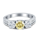 Three Stone Round CZ Gold Ring