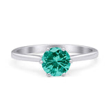 Round Paraiba Tourmaline CZ Solitaire Gold Ring