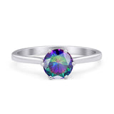 Round Rainbow CZ Solitaire Gold Ring