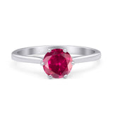 Round Ruby CZ Solitaire Gold Ring
