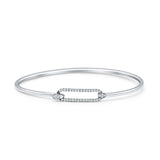 14K Gold 7" Open 5.8mm Rectangle Bangle Bracelet Round Natural Diamond
