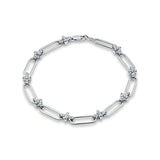 14K Gold Paperclip Style Cross Design Round Natural Diamond Bracelet