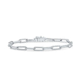 14K Gold 4mm Paperclip Bracelet Interlock Round Natural Diamond