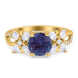 Art Deco Round Natural Stone Floral Ring