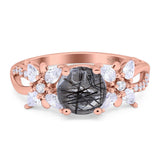 Art Deco Round Natural Stone Floral Ring