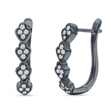 Leaf Style Hoop Earring Cubic Zirconia 925 Sterling Silver