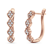 Leaf Style Hoop Earring Cubic Zirconia 925 Sterling Silver