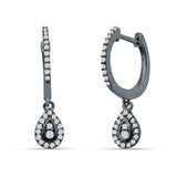 Pear Teardrop Hoop Earring Cubic Zirconia 925 Sterling Silver