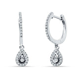 Pear Teardrop Hoop Earring Cubic Zirconia 925 Sterling Silver