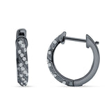 Twisted Tilted Row Huggie Hoop Earring Round Cubic Zirconia 925 Sterling