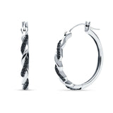 Round Twisted Infinity Hoop Earring Cubic Zirconia Two Tone 925 Sterling Silver