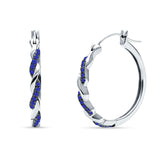 Round Twisted Infinity Hoop Earring Cubic Zirconia Two Tone 925 Sterling Silver