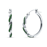 Round Twisted Infinity Hoop Earring Cubic Zirconia Two Tone 925 Sterling Silver