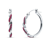 Round Twisted Infinity Hoop Earring Cubic Zirconia Two Tone 925 Sterling Silver