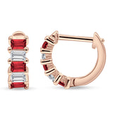 Minimalist Baguette Cubic Zirconia Huggie Hoop Earring Solid 925 Sterling Silver