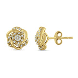 Floral Cluster Stud Earring Cubic Zirconia 925 Sterling Silver