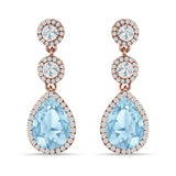 Pear Teardrop Halo Drop Dangle Earring Cubic Zirconia 925 Sterling Silver