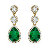 Pear Teardrop Halo Drop Dangle Earring Cubic Zirconia 925 Sterling Silver